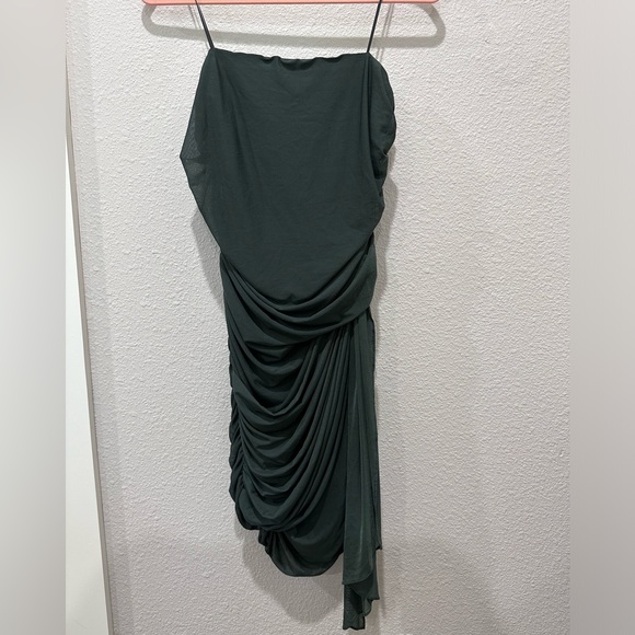 Amanda Uprichard NWOT Anja Ruched Tube Drape Mini Dress in Moss Large Revolve - Picture 9 of 9